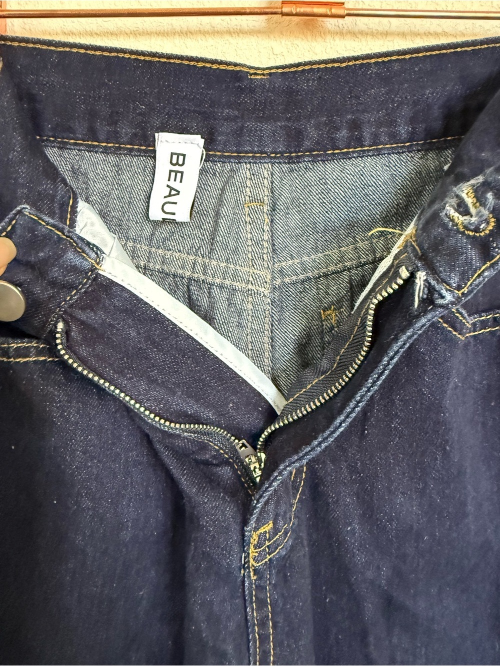 Beaularés Beau Wide Leg Jeans High Rise Dark Wash Culotte Denim Size S - Picture 4 of 12